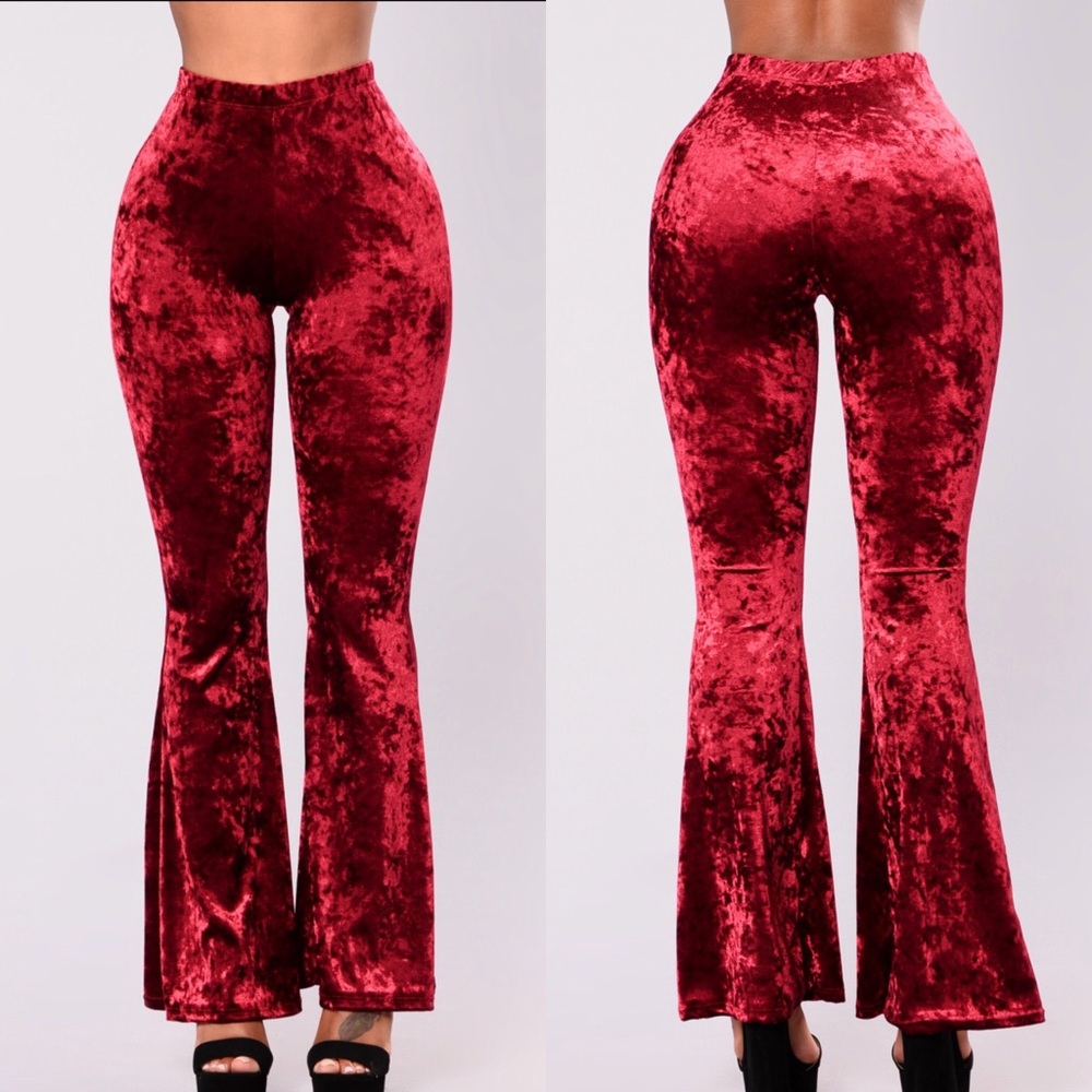 Red velvet pants